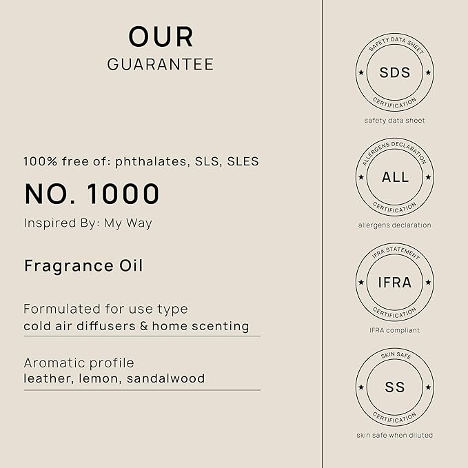 VINEVIDA [32 Fl Oz] Scent № 1000 Inspired by My Way Diffuser Oil; Hotel Scents for Cold Air Diffuser - Waterless Diffuser Oil - Bloomnest