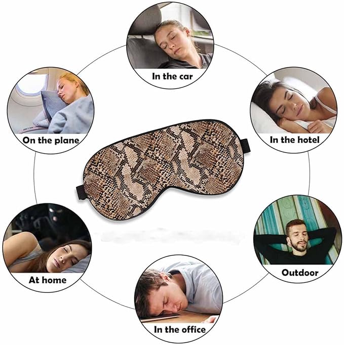 Brown Snake Skin Sleep Eye Mask Spotted Dot Men Women Sleep Mask with Adjustable Strap Eye Cover Eye Shade for Travel, Nap,Meditation - Bloomnest
