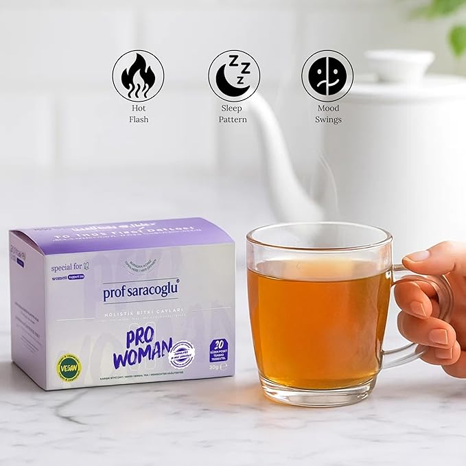 Prof Saracoglu 1 Box Pro-Woman Herbal Tea – Caffeine-Free Herbal Blend with Chamomile and Yarrow, Made for Women’s Daily Routine, 20 Organic Tea Bags in Resealable Box - Bloomnest