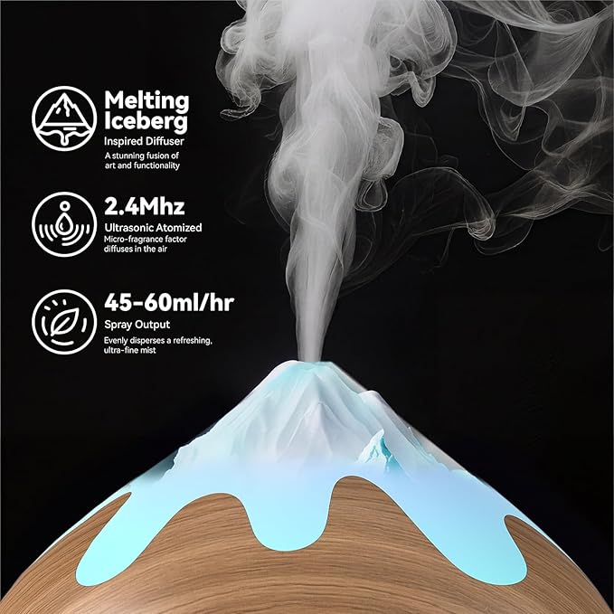 500ML Essential Oil Diffuser, Ultrasonic Aromatherapy Diffuser with Remote Control, Air Diffusers for Home Office Room, Fragrance Aroma Diffuser with 7 Color LED & 2 Mist Mode, Mocha Brown - Bloomnest