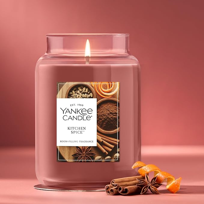 Yankee Candle Kitchen Spice, Fall Scented Candle, 22oz Large Jar with up to 150 Hour Burn Time - Bloomnest