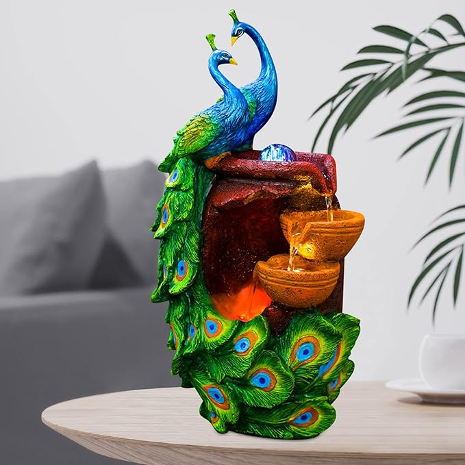 21Inch Art Decorative Animal Statue Bonsai Waterfall Fountain Humidifier with LED Lights, Water Fountains for Living Room, Bedroom, Study, Office, Meditation Room, Yoga Room, Hotel and Library - Bloomnest