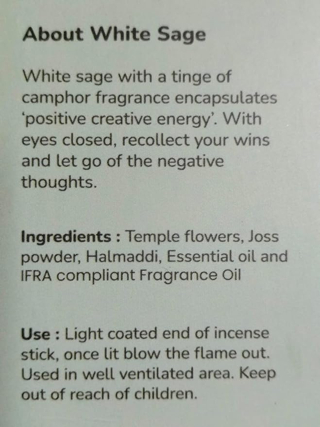 White Sage Incense Sticks for Cleansing - (80 Scent Sticks) Charcoal Free, Made from Upcycled Flowers | Protection Incense to Cleanse Negative Energy