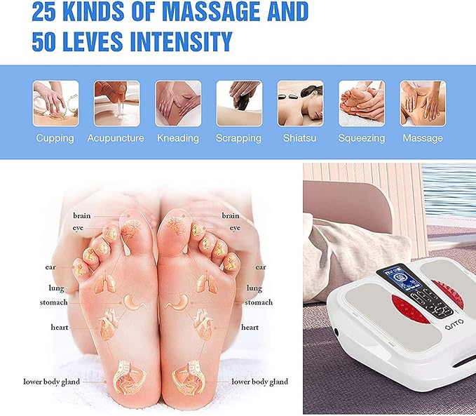 OSITO EMS Foot Massager for Neuropathy Feet Circulation Stimulator with Heat, FSA or HSA Eligible, EMS TENS Foot Leg Massage Machine for Foot Pain Neuropathy Cramps and Diabetes RLS, White - Bloomnest