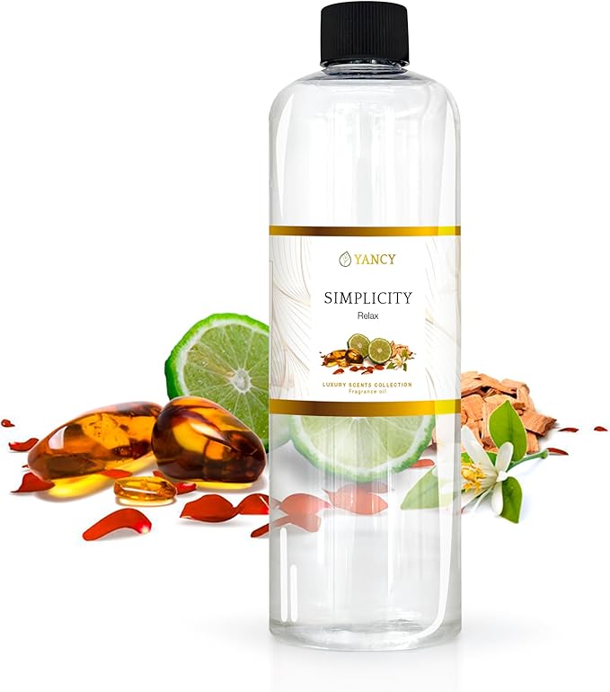 YANCY Simplicity Luxury Collection Fragrance Oil (16 oz), Clean Minimalist Aroma, Ideal for Diffusers, Oil Burners & Aroma Lamps, Light Fragrance for a Calm, Clear Space YancySpa