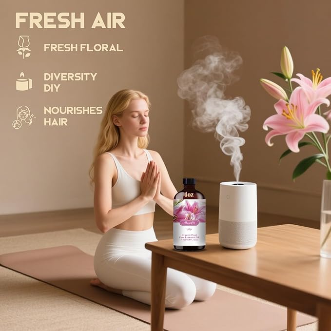 Lily Fragrance Oil-Lily Essential Oil 4.33oz (130ml)-100% Pure Natural Scent for Diffusers, Candles, Soap Making & Aromatherapy-Relaxing Home & Gift Essential Oil for Bath, Massage - Bloomnest