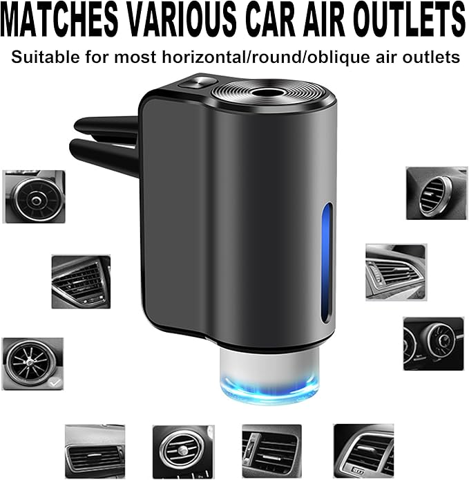 Smart Car Air Freshener, Car Air Freshener Diffuser, Rechargeable Car Aroma Diffuser, 3 Levels of Adjustable Intelligent Car Diffuser Men's Fragrance with 3 Bottles of Cologne - Bloomnest