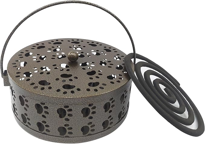 Mosquito Coil Holder, Portable Metal Mosquito Coil Burner, Mosquito Incense Holder with Handle for Home or Outdoor(Cat Paw Cutout Design) - Bloomnest
