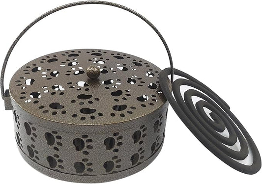 Mosquito Coil Holder, Portable Metal Mosquito Coil Burner, Mosquito Incense Holder with Handle for Home or Outdoor(Cat Paw Cutout Design) - Bloomnest