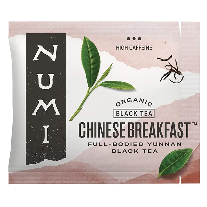 Numi Organic Chinese Breakfast Tea, 100 Tea Bags, Full Bodied Yunnan Black Tea, Malty & Floral, Caffeinated - Bloomnest