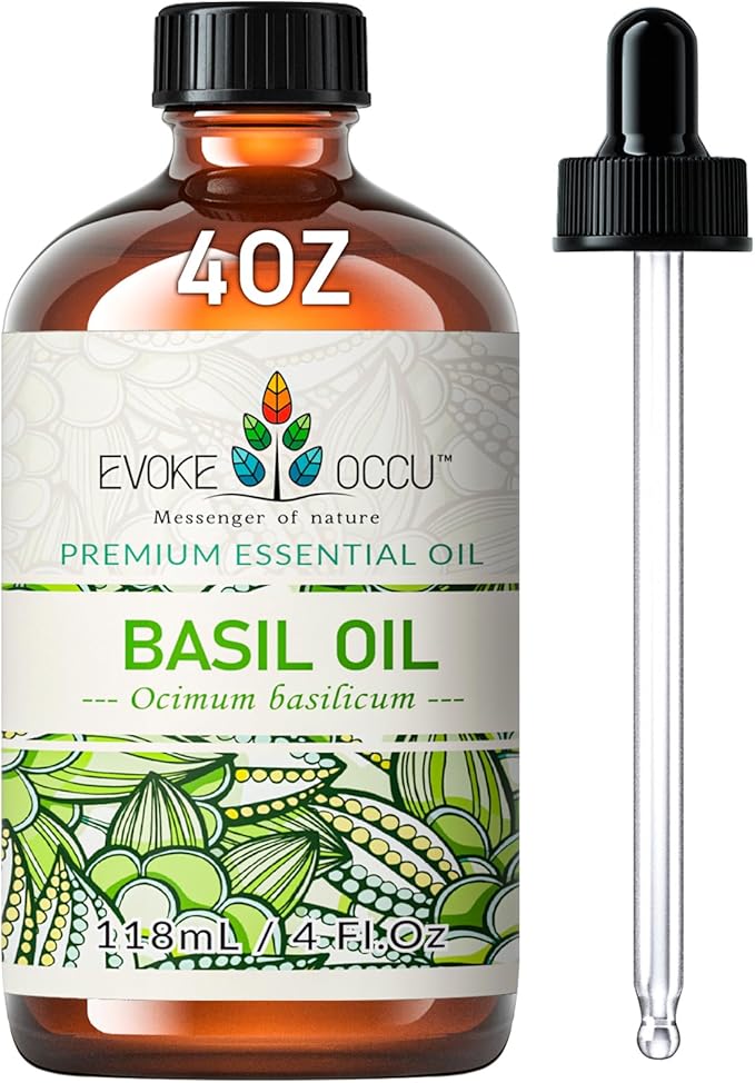 EVOKE OCCU Basil Essential Oil for Skin Massage Diffuser and Candle Making- 4 Fl Oz - Bloomnest