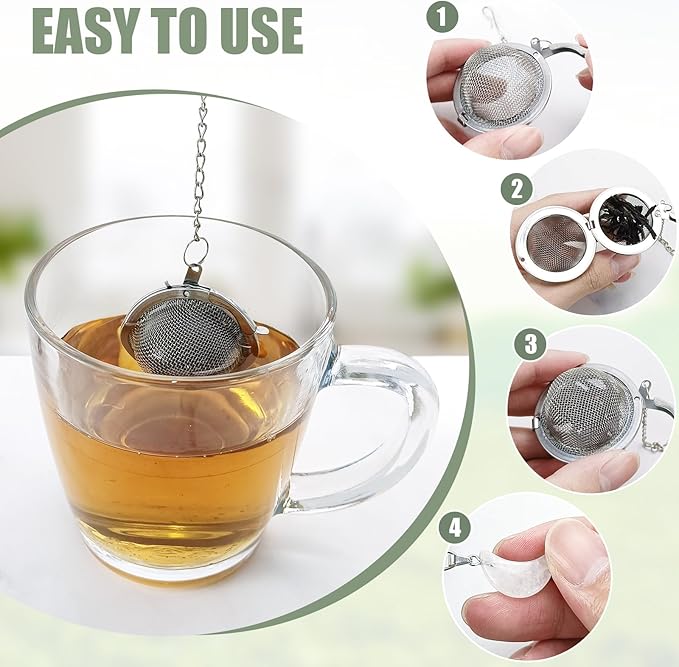 2Pcs Stainless Steel Mesh Tea Infuser, 2.1 inch Tea Ball with Crystal Moon Pendant,Tea Strainer Tea Diffuser Tea Steeper for Filtering Tea,Tea Infusers for Loose Tea (Crystal Moon, 2PC) - Bloomnest