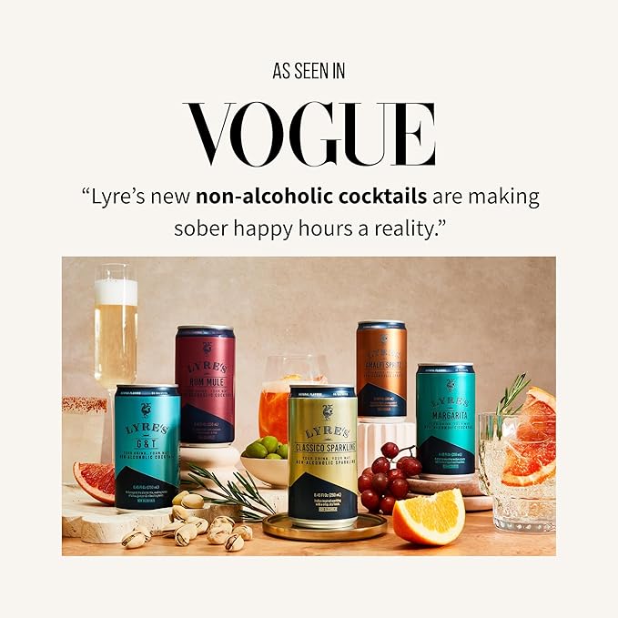 Lyre’s Classico 4-Pack, Non Alcoholic Sparkling Wine, Zero Proof Prosecco Alternative, Alcohol Free Drinks, Canned Mocktails, Ready to Drink, 45 Calories per Serve (8.45 Fl Oz x 4) LyresSpiritCo