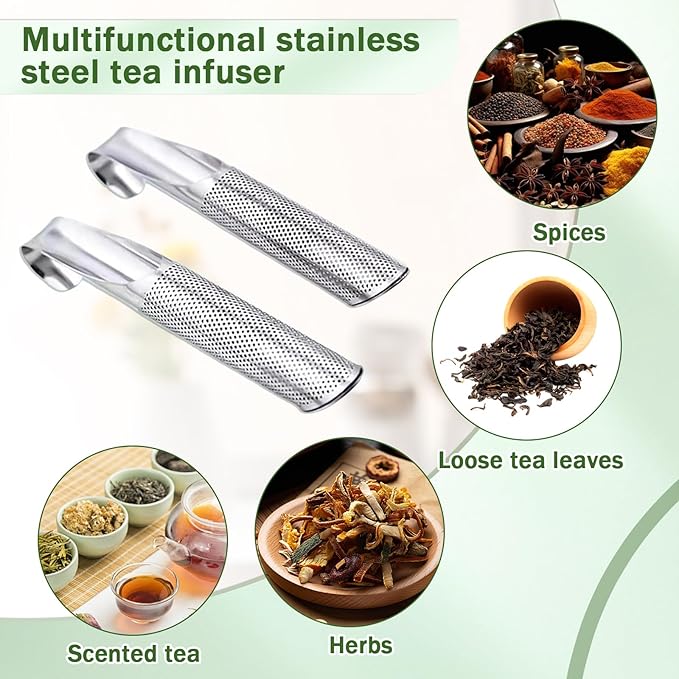 5 Pack Stainless Steel Tea Infuser with Handle, Extra Fine Mesh, 304 Stainless Steel for Loose Leaf Tea, Spices, Seasonings (5 Pack) - Bloomnest