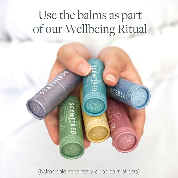 Scentered Aromatherapy Balm Gift Set - Calm & Confident - Pack of 3 Balms: Sleep Well, De-Stress, Focus - Rosemary, Cedarwood, Lavender Essential Oils - Aromatherapy Gifts for Women - Bloomnest