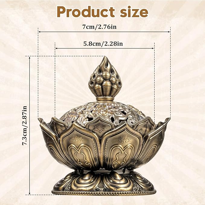 Classic Lotus Incense Burner Vintage Lotus Incense Burner Holder Mini Lotu Cone Incenses Holder Charcoal Lotuss Flower Shaped Incenses Holders Classic for Stick and Metal, 2.75 X 2.87inch - Bloomnest
