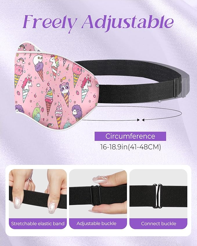 Kids Sleep Mask - Silk Eye Mask for Kids Cute Cartoon Cool Kawaii Soft Smooth Lightweight Boys Girls Teens Sleeping Mask with Adjustable Straps, Rainbow - Bloomnest
