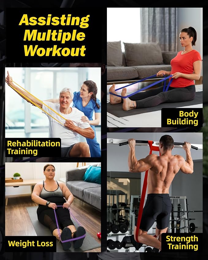 Zacro Resistance Bands, 6 Resistance Levels Pull Up Assistance Bands, Exercise Bands for Men&Women, Heavy Duty Resistance Band Set with Door Anchor, for Working Out, Muscle Training, Physical Therapy - Bloomnest