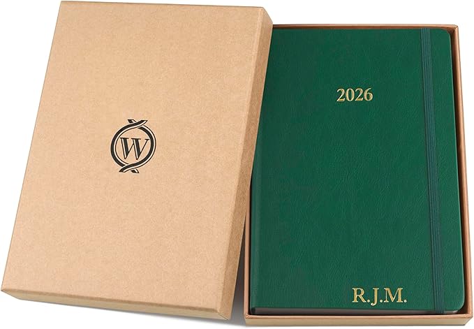 Wykeham's Executive 2026 Daily Journal Planner – US Public Holidays & Format – Customization Available (Personalized Racing Green, 8.5"×5.5") - Bloomnest