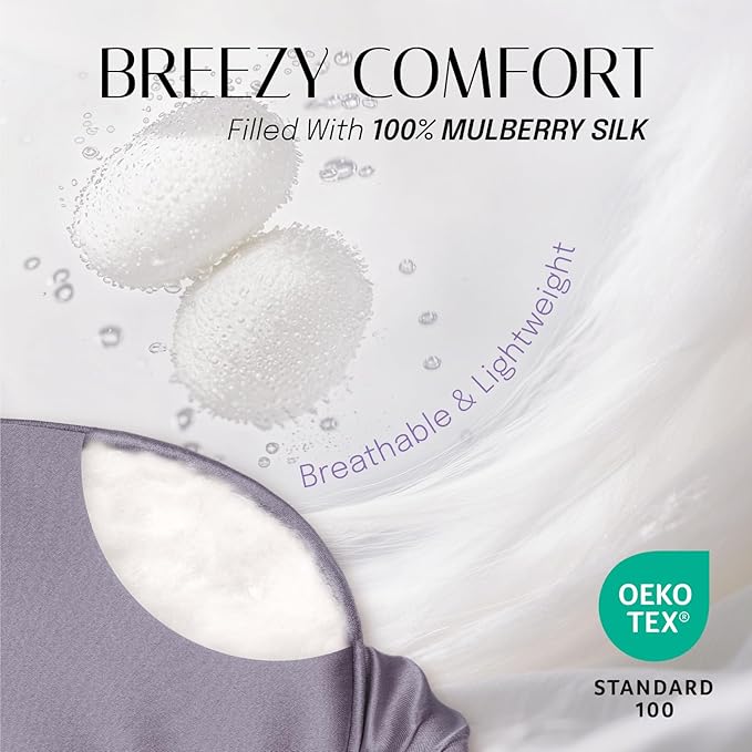 Silk Sleep Mask Eye Mask Blindfold with Double Layer Silk Filling and Elastic Strap for Full Night's Sleep, Travel and Nap, Soft Eye Cover Eyeshade with Luxury Bag and Ear Plugs by OLESILK (Charcoal) - Bloomnest