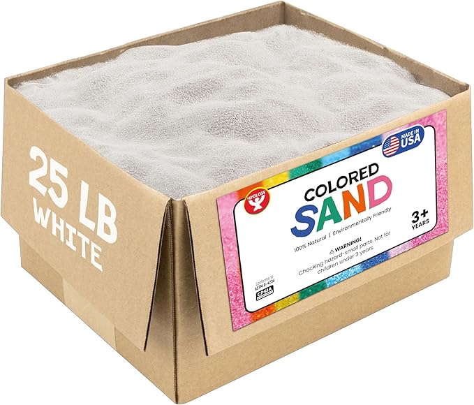 Hygloss Colored Sand for Crafts - 25 lb, White - Vibrant Colorful Fine Sensory Play Sand Art Kits for Kids - Classroom Activities for Children 3 4 5 6 7 8 9 10 11 12 - Safe for Ages 3+ - Bloomnest