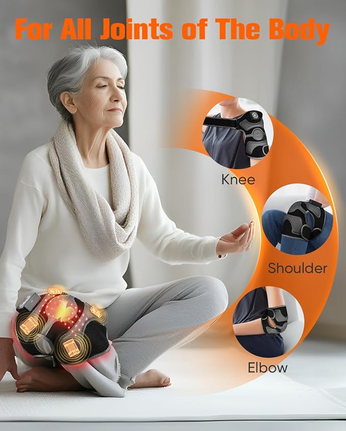 3D Red Light Therapy Knee Brace - FSA Eligible HSA Cordless 5000mAh Knee Massager with 4 Vibration Areas, 660nm&850nm, Near Infrared Light Heated Device for Knee Elbow Shoulder Pain - Bloomnest