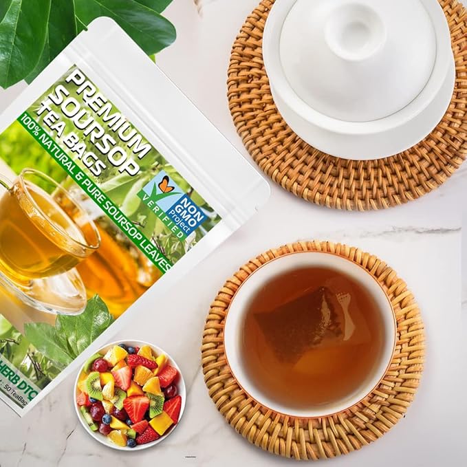 USDA Organic Soursop Leaves Tea Bags, 100% ORGANIC and Pure Soursop Graviola Leaves - Hojas De Guanabana Tea - Non-GMO - Caffeine-free - Improve Digestion, Support Healthy Skin & Sleep, Eco-Conscious Corn Fiber Tea Bags. Organic Graviola Tea - Bloomnest