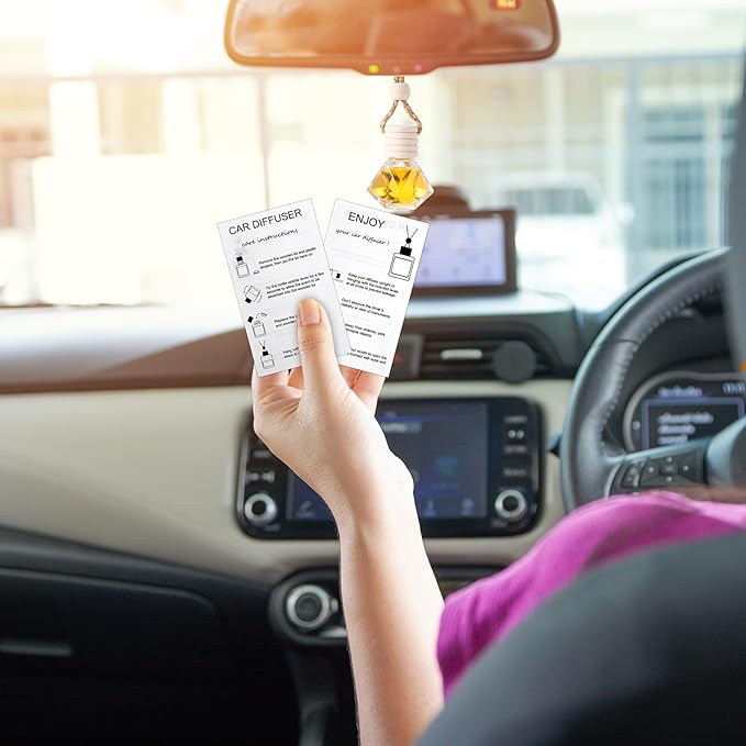 Boao 15 Sets Hanging Car Air Freshener Diffuser Bottles Empty Bulk with Car Diffuser Instruction Cards Organza Bags Glass Refillable Essential Oil Fragrance Aromatherapy Pendant (Diamond,Transparent) - Bloomnest