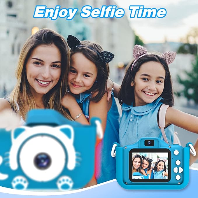 Goopow Kids Camera Toys for 3-8 Year Old Girls Boys,Children Digital Video Camcorder Camera with Cartoon Soft Cover, Best Chritmas Birthday Festival Gift for Kids - 32G SD Card Included - Bloomnest