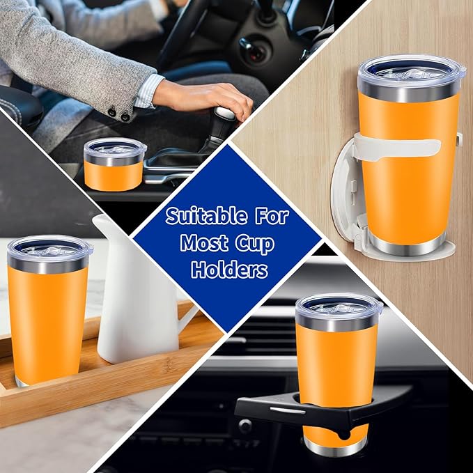 1 Pack 20oz Stainless Steel Tumbler with Lid, Leakproof Double Wall Travel Mug for Hot/Cold Drinks, Home Office Outdoor Party Use, Durable Powder Coated Insulated Cup/Orange - Bloomnest