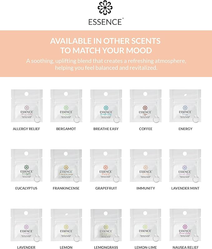 Essence Wearable Aromatherapy Nasal Diffuser – Immunity Blend Essential Oil Nose Ring Refresh Kit – Personal Scent Clip for Travel, Work & Everyday Use – Made in USA - Bloomnest