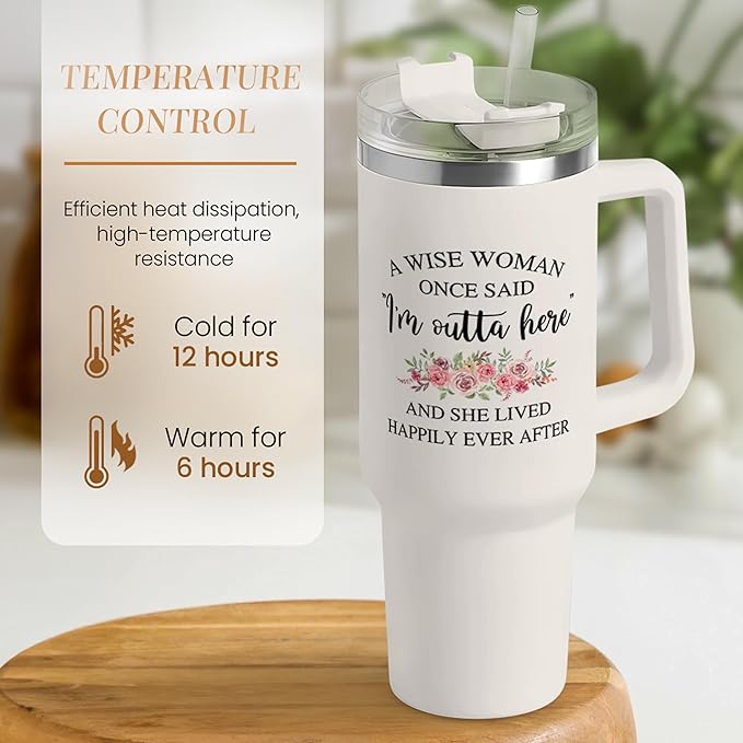 SANDJEST Retirement Tumbler 40oz Stainless Steel with Handle and Straw - Happy Retirement Gifts for Coworkers & Colleagues - Bloomnest