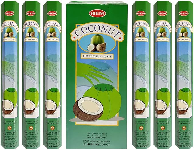 TRUMIRI Coconut Incense Stick Bundle: 121 Pieces (6 Packets of 20), Includes Incense Holder TRUMIRI