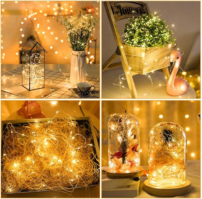 MUMUXI 20 Pack 3.3ft Fairy Lights Battery Operated String Lights, Mini LEDs Powered, Waterproof Indoor Silver Wire Firefly Mason Jars, Warm White for Home Decor, Parties, and Weddings - Bloomnest