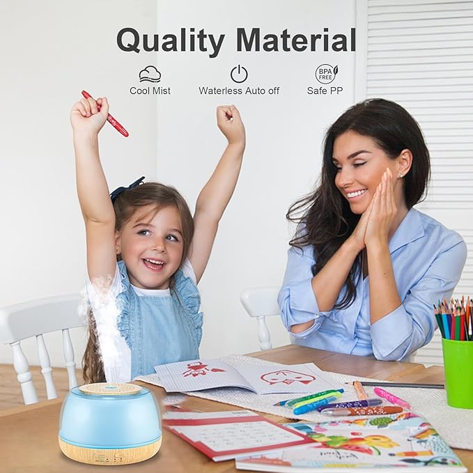 300ml Essential Oil Diffuser with Remote Control, 7-Color LED Lights, 4 Timer Modes, Quiet Ultrasonic Aromatherapy for Home, Office, Room, Small & Stylish Design - Bloomnest