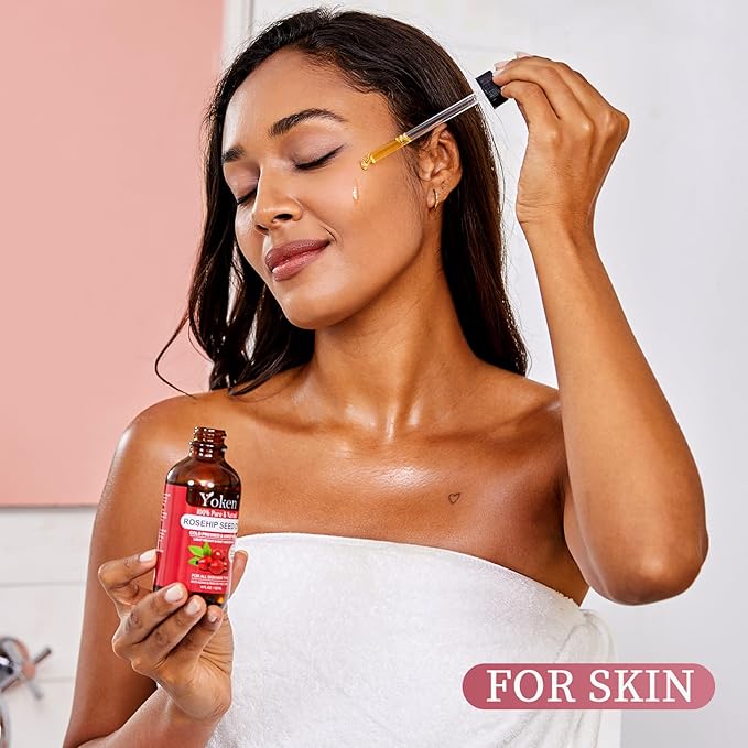 Rosehip Seed Oil For Face,100% Pure Rosehip oils For Skin,Scars,Hair & Nails.4 fl Oz Cold Pressed Rose Hips Oil For Skin Care, Anti-Aging, Scar Treatment, GUA SHA Massage DIY (4 Fl Oz) - Bloomnest