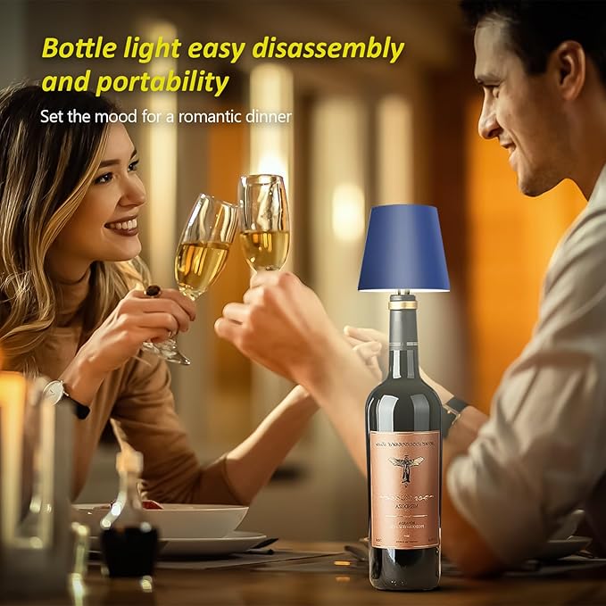2025 New Wireless Bottle Lamp - LED Bottle Lights for Liquor & Wine Bottles, Cordless Lampshade, Whiskey Bottle Top Light, Bottle Stopper Night Light Kit, Rechargeable 3-Tone Touch-Dimmable - Bloomnest