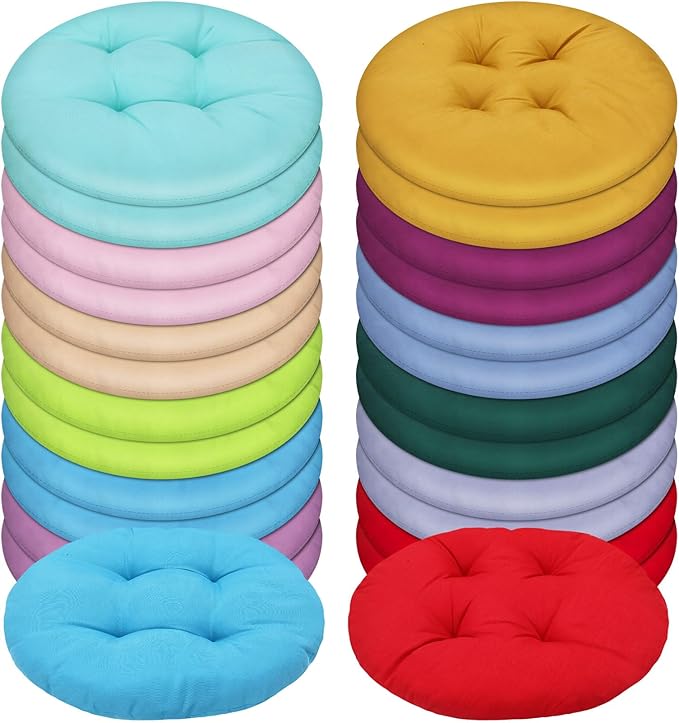 Tinideya 24 Pcs Round Floor Cushions Floor Pillows Meditation Seat Pillows Flexible Seating for Adults Kids, Chair Cushions for Classroom, Nursery, Living Room, Yoga(Small 11.8 Inch,Multi Color) - Bloomnest