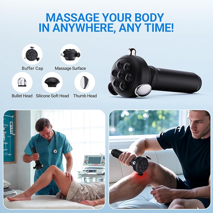 Pro Max Deep Tissue Vibration Therapy Massage Gun, 6500RPM Handheld Muscle Massager, Trigger Point Massage & Back Shoulder and Fascial Binding & Full Body Pain Relief – Gifts for Men & Women - Bloomnest