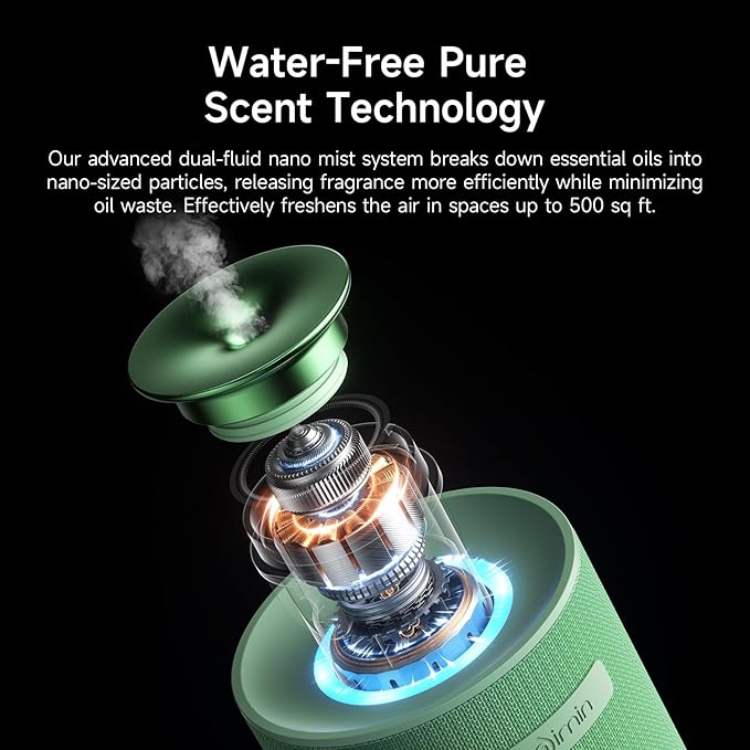 Waterless Cordless Essential Oil Aromatherapy Diffuser - Dual Home/Car Mode with Auto Start-Stop, Strong/Light Scent Adjustment, Air Freshener for Office, Car, Compatible with 5/10/15ml Bottles - Bloomnest