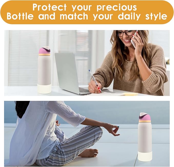 2PCS Silicone Water Bottle Boot, Compatible with Owala 24oz 32oz 40oz, Protective Anti-Scratch & Anti-Dent No Noise Sleeve Cover for FreeSip/Twist/Flip Water Bottles (Daybreak, 40oz) BKBY