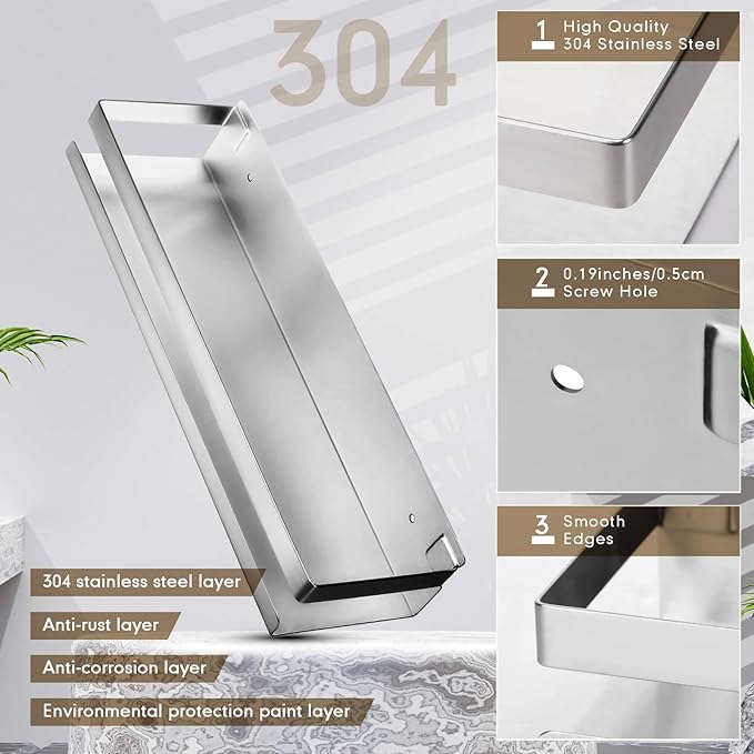 Lallisa 2 Pieces Stainless Steel Shelf Bathroom Shower Floating Shelves Wall Mounted Shower Caddy Basket Shelf Storage Organizer Shelves for Bathroom, Kitchen, Living Room (Silver,11.81 Inch/ 30 cm) - Bloomnest