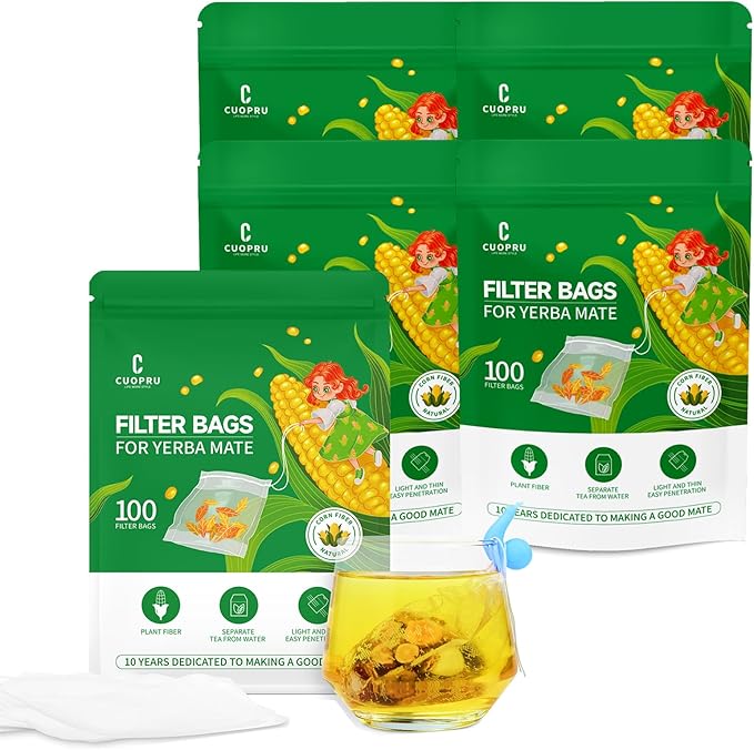 Disposable Tea Infuser I Tea Filter Bags with Drawstring for Yerba Mate Loose Leaf, Coffee, Herbal Teabags, Safe and Natural Corn Fiber, 3.94 x 3.15 inches (500pcs) - Bloomnest