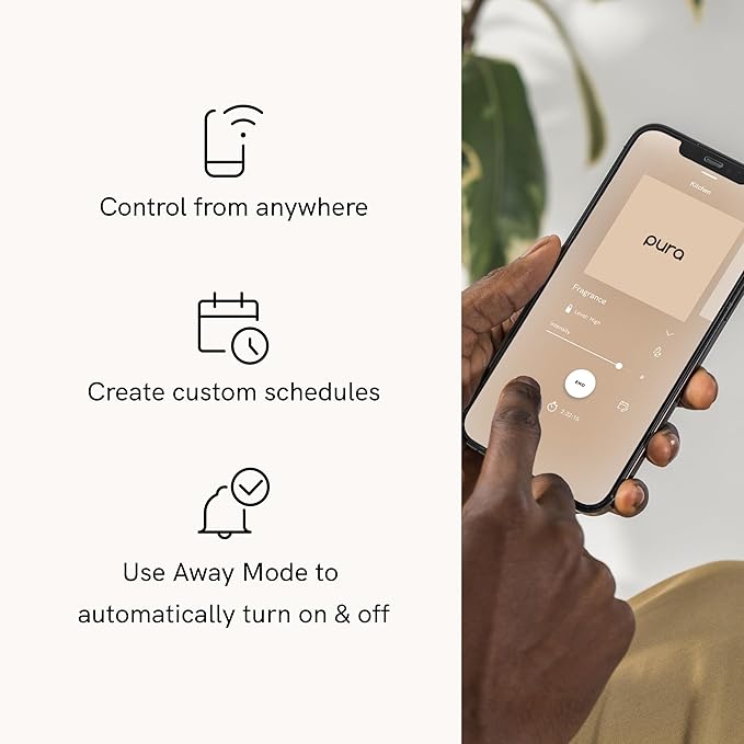Pura - Smart Home Fragrance Device Starter Set - Pura 4 - Scent Diffuser for Home - Includes Fragrance Aroma Diffuser - Square Box, Apple Orchards and Lavender Fields Scent Refills - Bloomnest