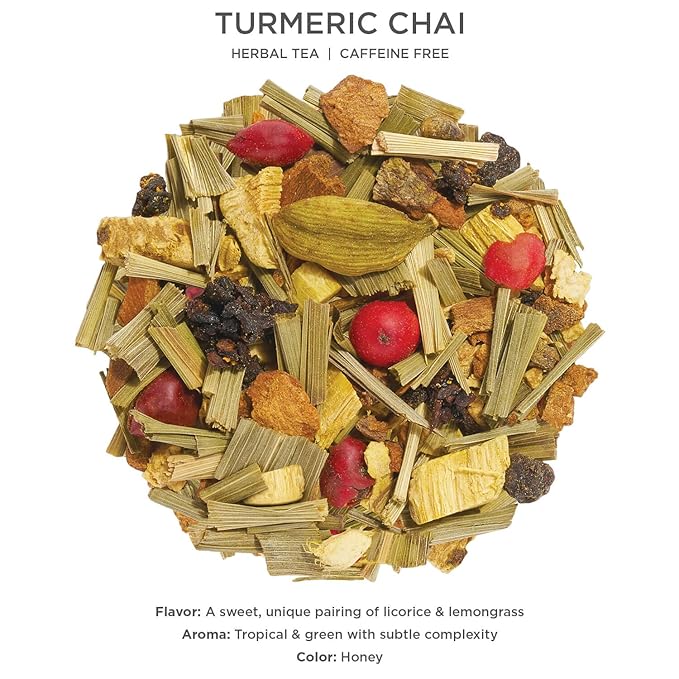Tea Forte Turmeric Chai Premium Loose Leaf Caffeine-Free Herbal Tea Blend Canister, Makes 35-50 Cups - Bloomnest