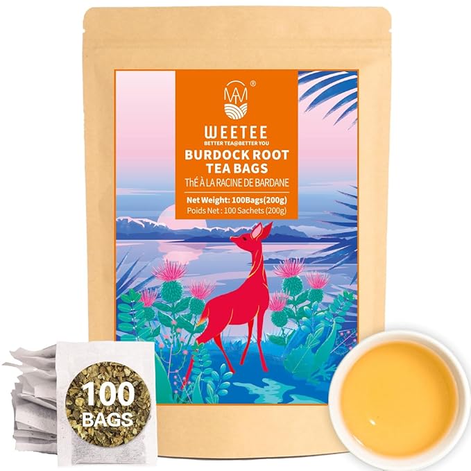 WT WEETEE Burdock Root Tea Bags, Made with 100% Pure Burdock Root, Rich in Antioxidants, Naturally Caffeine-free Herbal Tea, 100 Count - Bloomnest