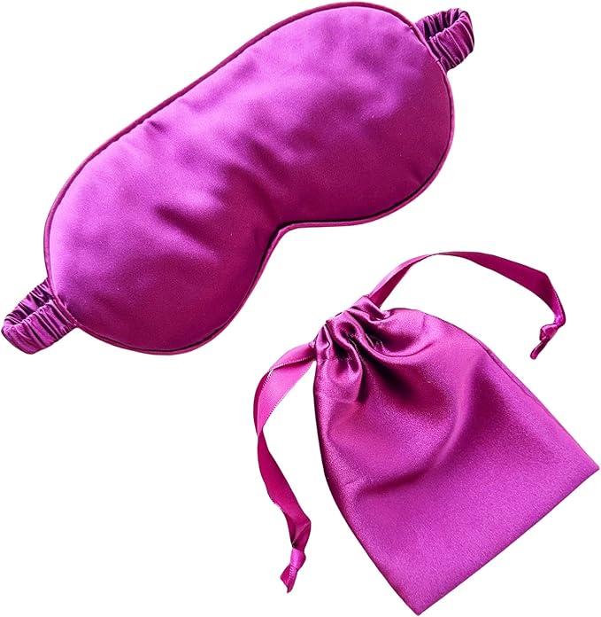 Silk Eye Mask for Sleeping - Satin Eye Cover with Silk Storage Bag Dark Purple - Bloomnest