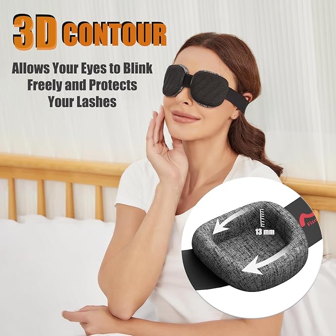 Eye Mask for Sleeping - 100% Blacking Sleep Mask for Men Women, Sleep Mask for Cpap Users with Adjustable Night Blindfold Flight, Travel, Nap, Black - Bloomnest