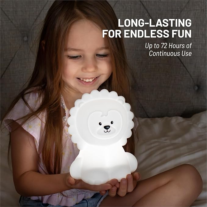Lumipets Remote Control Silicone Night Light for Kids - Lion Design with 9 Soft Colors & Sleep Timer - Rechargeable, Battery-Operated Lamp for Bedroom | Baby Nursery, Toddler, Girls, Boys - Bloomnest