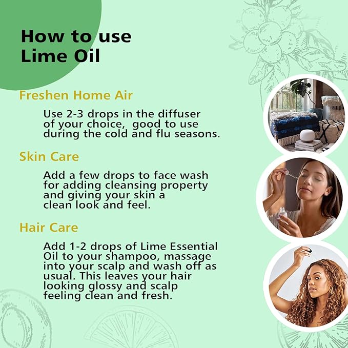Lime Essential Oil 1 oz, 100% Pure & Undiluted Lime Oil for Diffuser, Skin & DIY, Natural Citrus Oils - Bloomnest